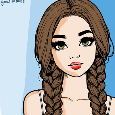 realistic girl with braids