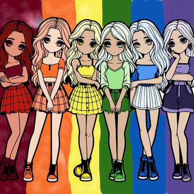 a group of girls realistic