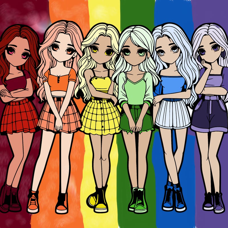 a group of girls realistic