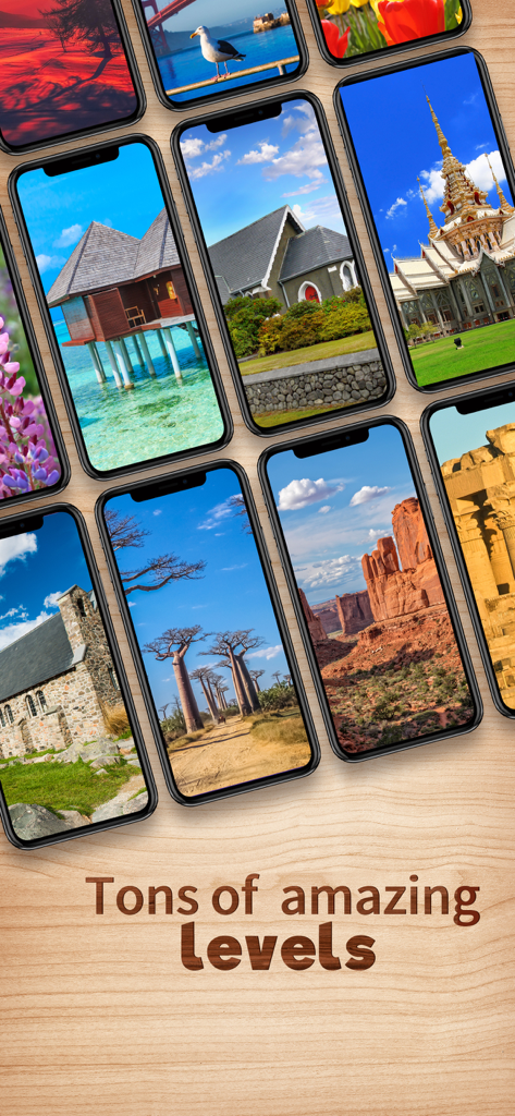 Difference Find Tour - Smartphones showcasing diverse travel photography levels from the Difference Find Tour game