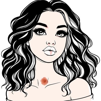realistic girl with wavy hair and lips