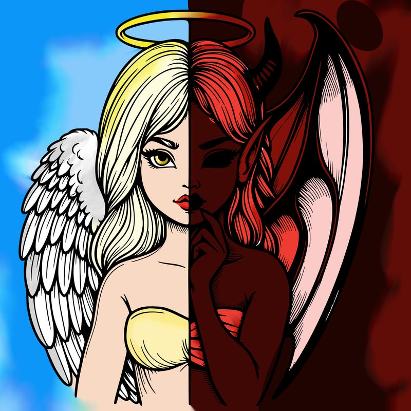 realistic angel half demon