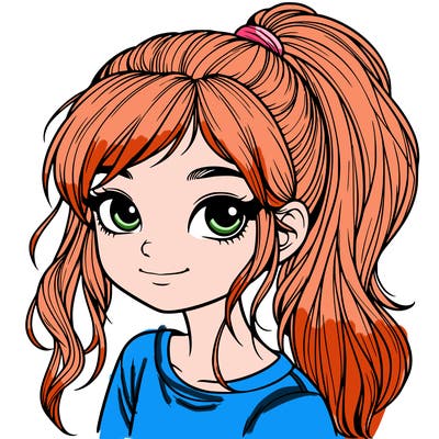 realistic girl with ponytail