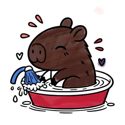 capybara taking a bath
