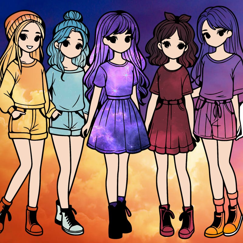 a group of five girls