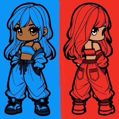 girl in crop top and baggy pants