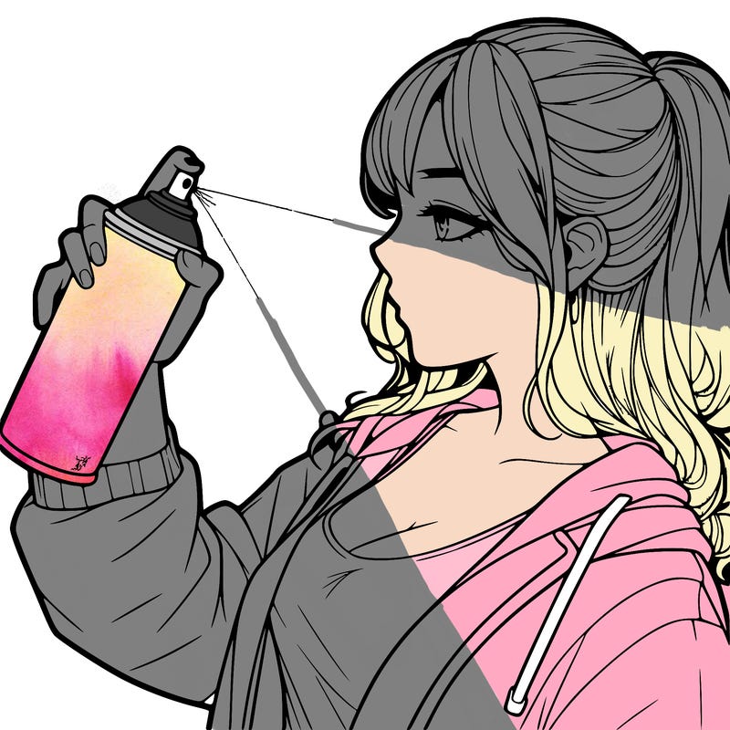 a realistic girl spray, painting
