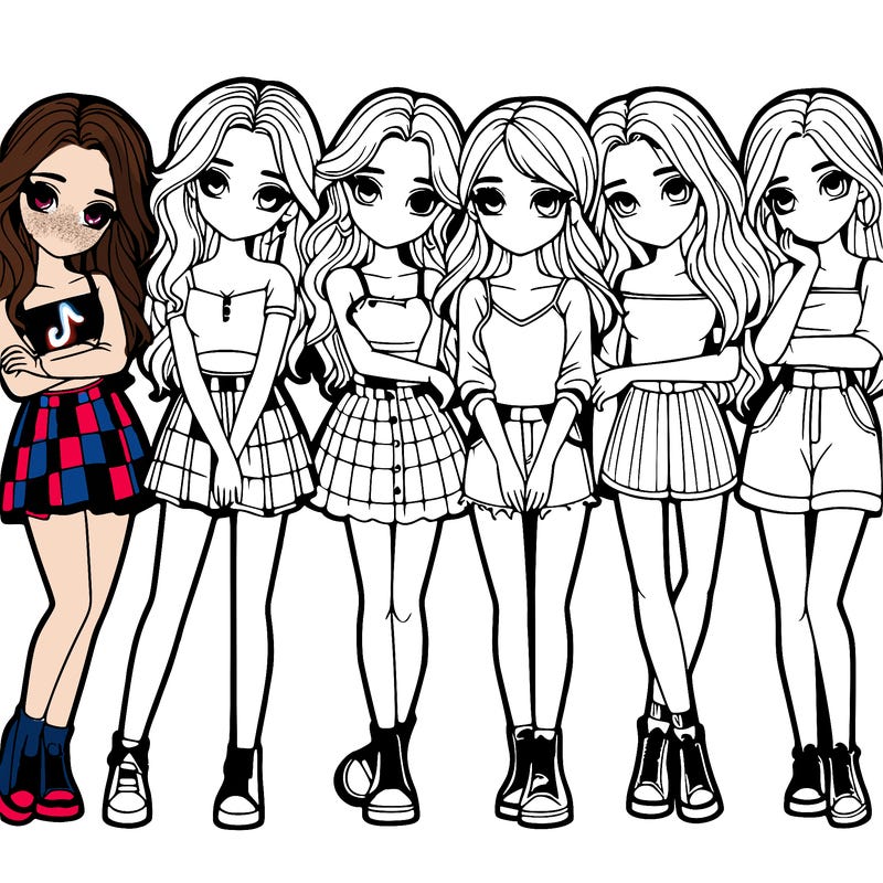 a group of girls realistic