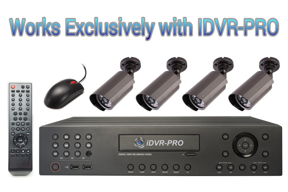 iDVR-PRO Viewer: Live CCTV Camera View and Playback - iDVR-PRO digital video recorder with four surveillance cameras and remote control