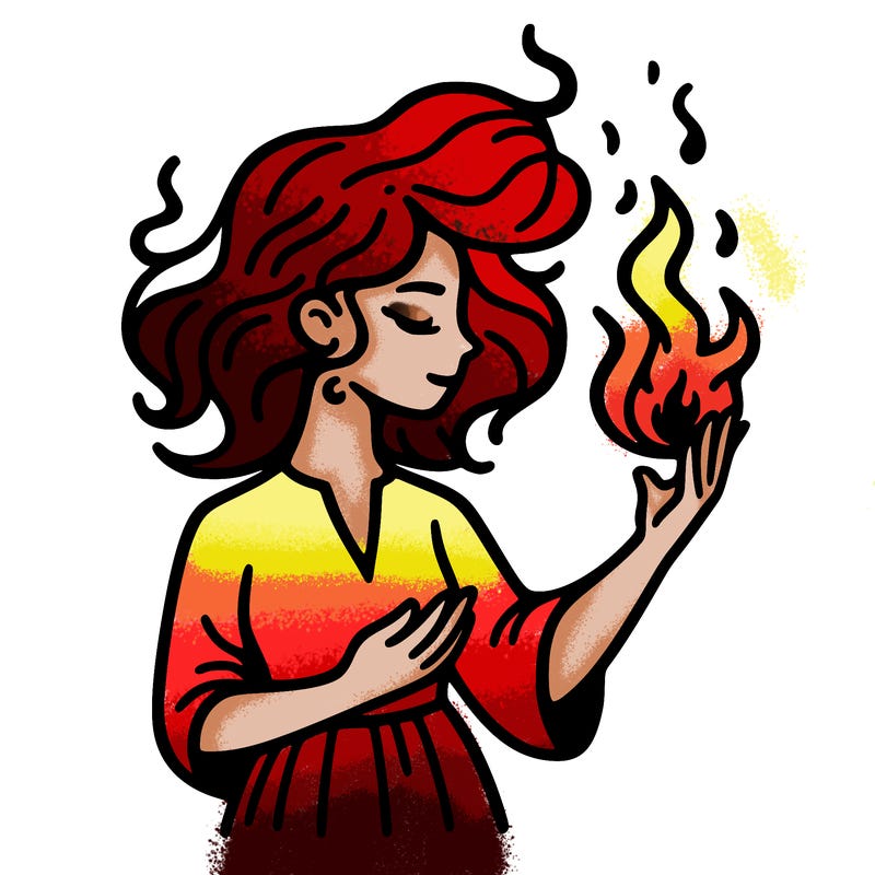 woman with fire
