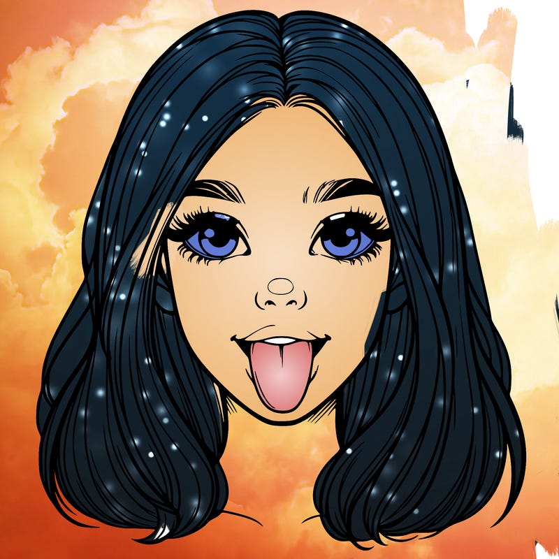 realistic girl with her tongue out