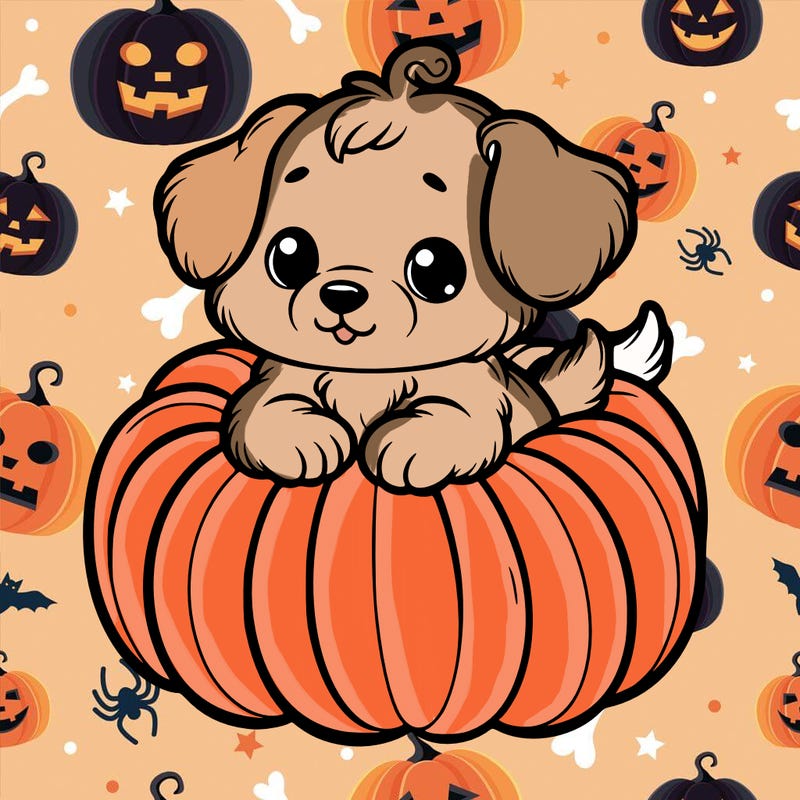 cute little puppy in a pumpkin