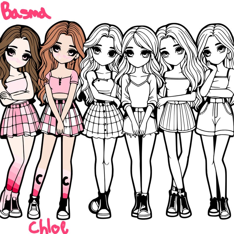 a group of girls realistic