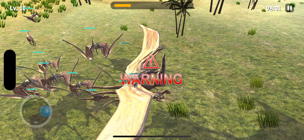 Dinosaur Game - Raptor Pack - Gameplay of a raptor pack survival game with a warning alert and 3D dinosaurs