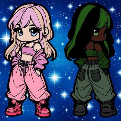 girl in crop top and baggy pants