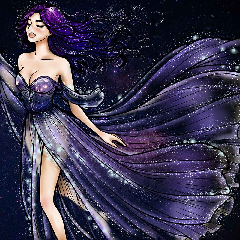 realistic woman in dress flowing the the wind