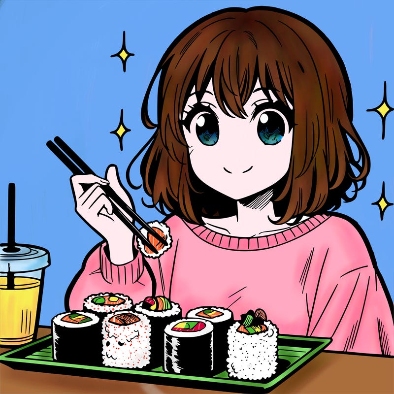 manga girl who loves sushi