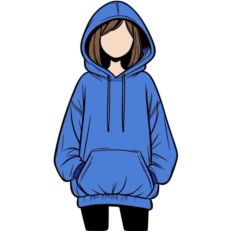 realistic girl with oversized hoodie and leggings
