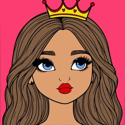 a realistic girl with a crown on