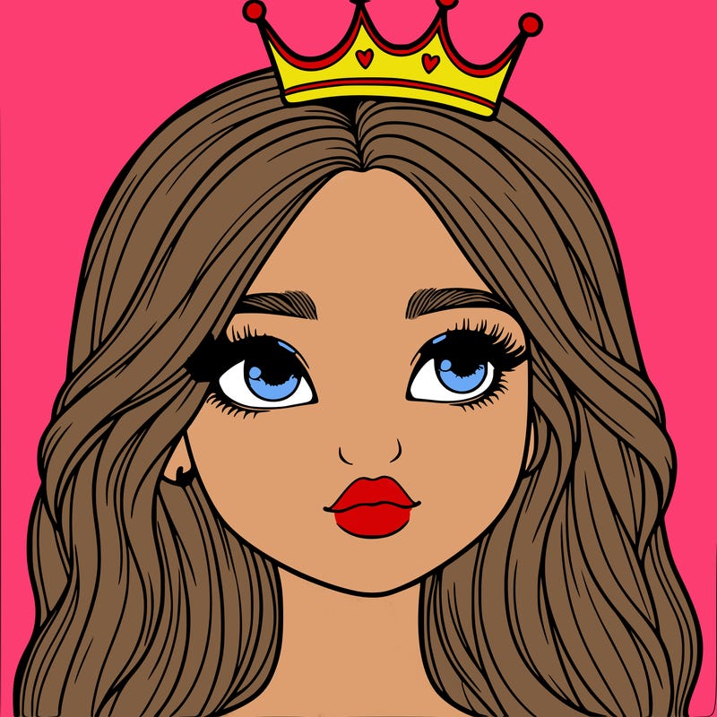 a realistic girl with a crown on