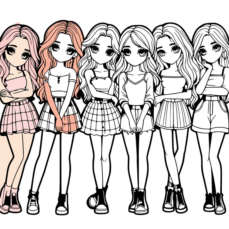 a group of girls realistic