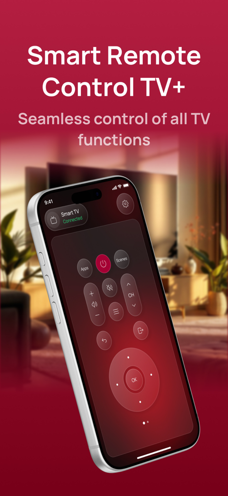 Smart Remote control for LG - Smart Remote Control TV plus app interface displayed on an iPhone