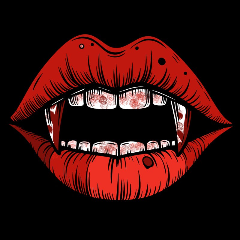 lips with vampire teeth
