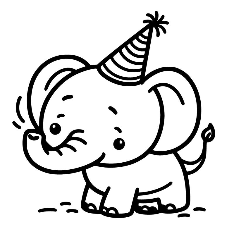 elephant with party hat