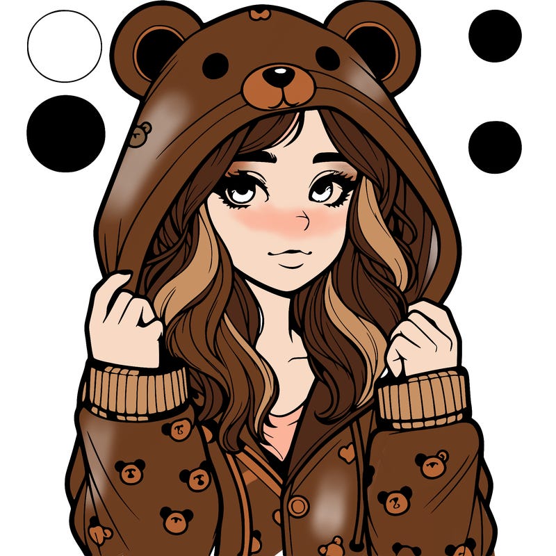 realistic girl in a animal pjs hoodie