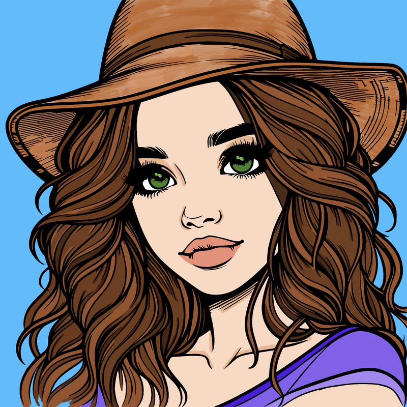 realistic girl with hat