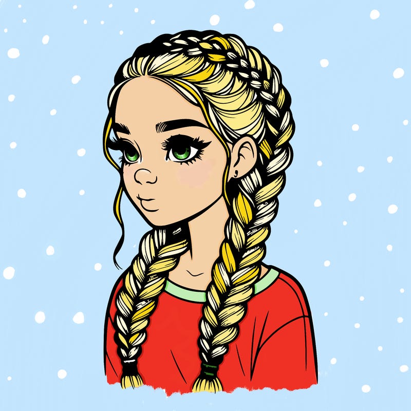realistic girl with braids