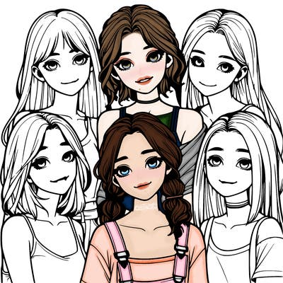 a group of girls realistic