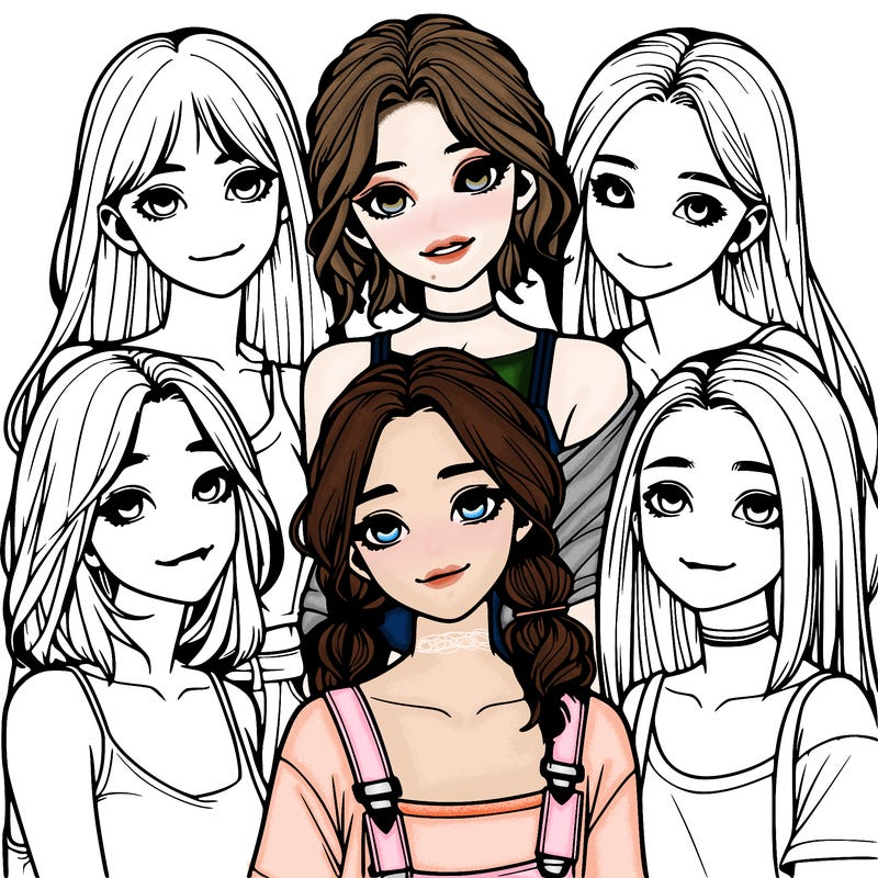 a group of girls realistic