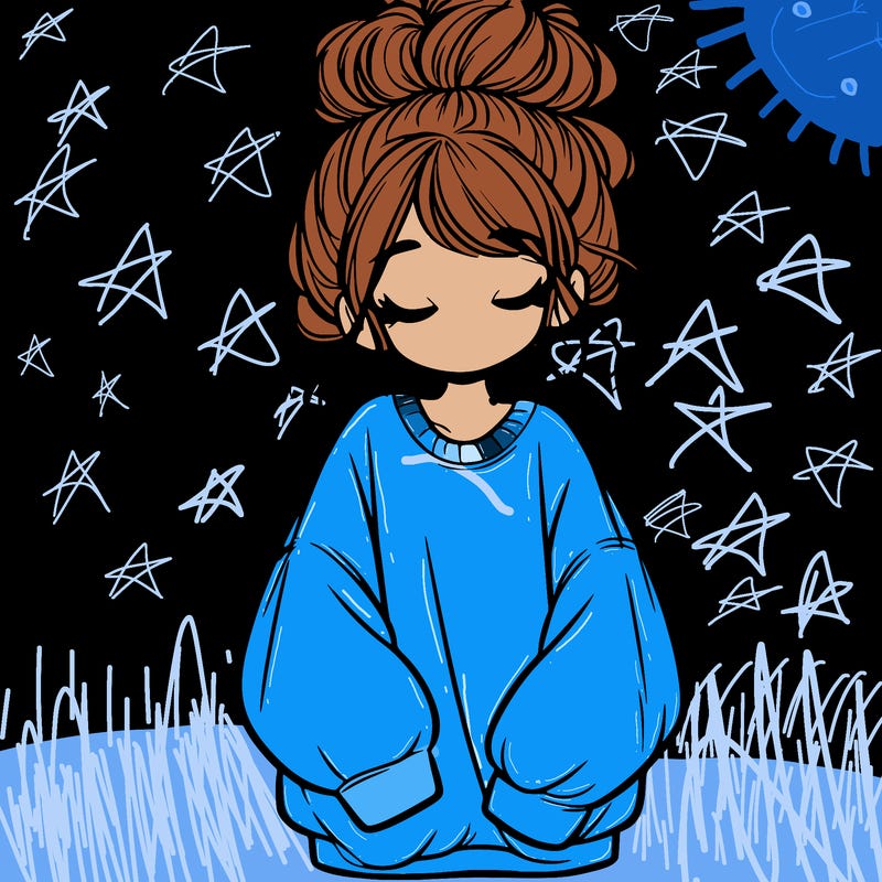 girl with baggy sweatshirt and messy bun