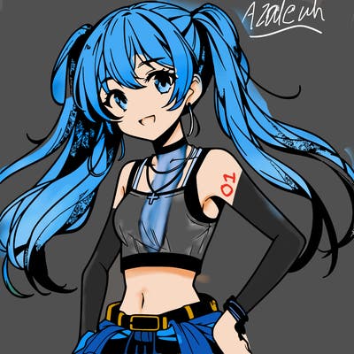 anime girl wearing crop top