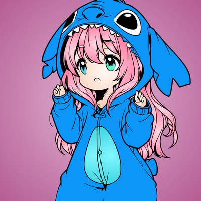 anime girl in a stitch onsie