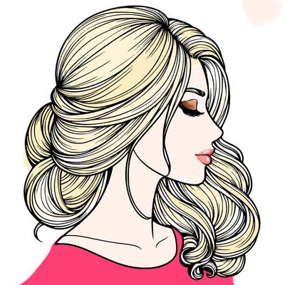 realistic woman's head & hair