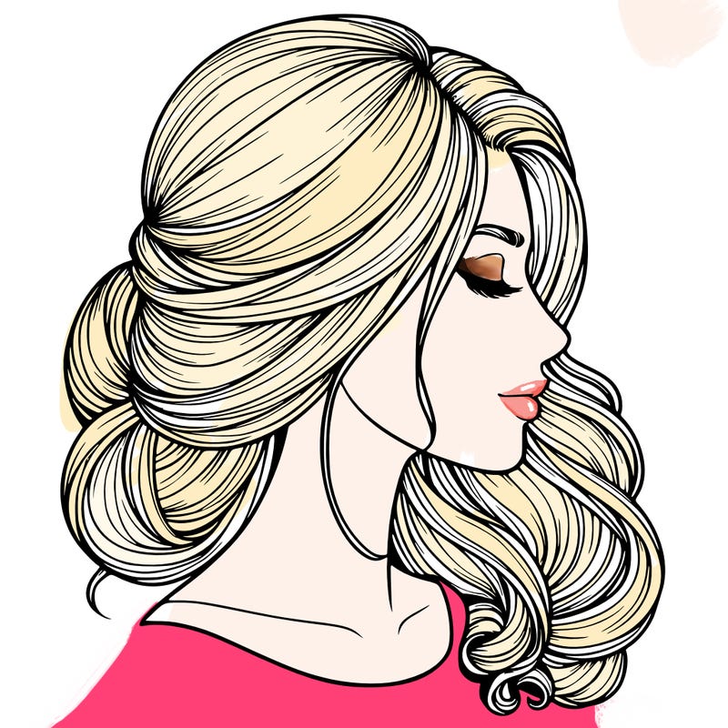 realistic woman's head & hair