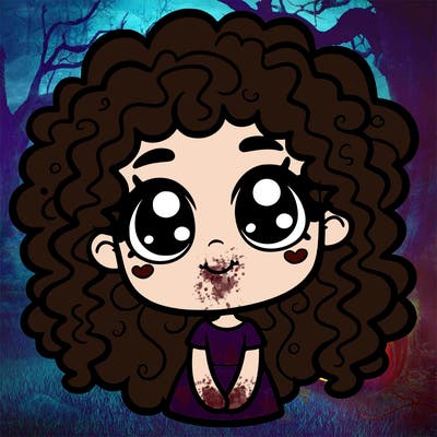 animated girl with curly hair