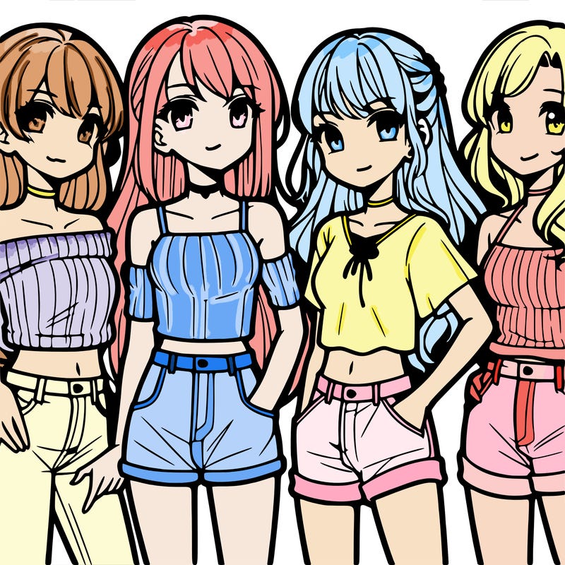 teen manga girls group of 4