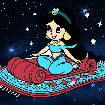 jasmine on her magic carpet ride