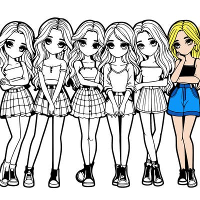 a group of girls realistic
