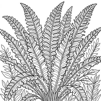 Dive into the lush beauty of nature with this exquisite Kimberly Queen Fern coloring page. Its robust fronds and intricate details offer a wonderfully engaging artistic escape.