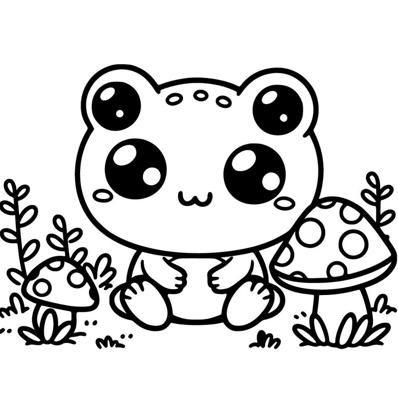 cute froggy with mushroom
