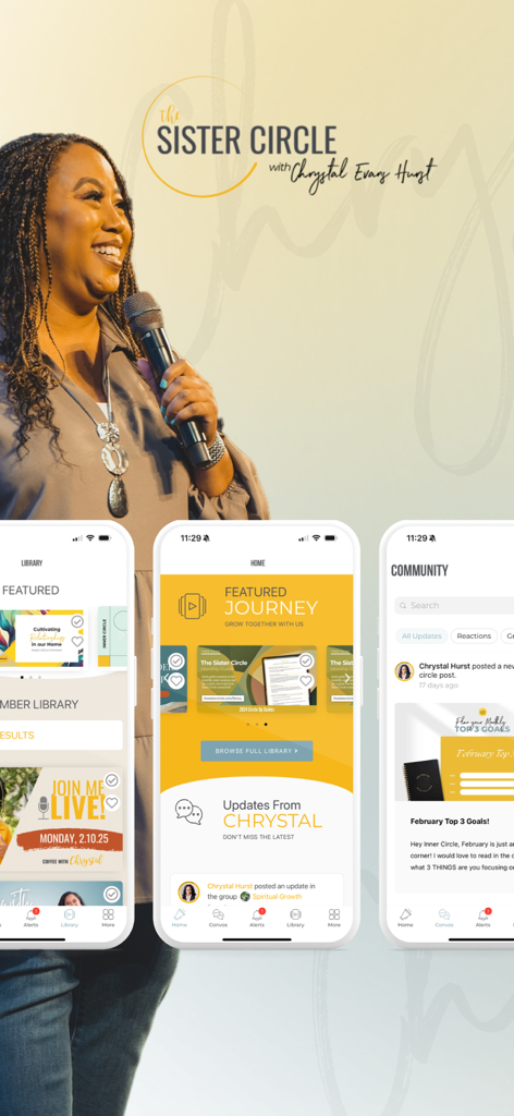 The Sister Circle Online - Pantallas de la aplicación móvil The Sister Circle Online con Chrystal Evans Hurst