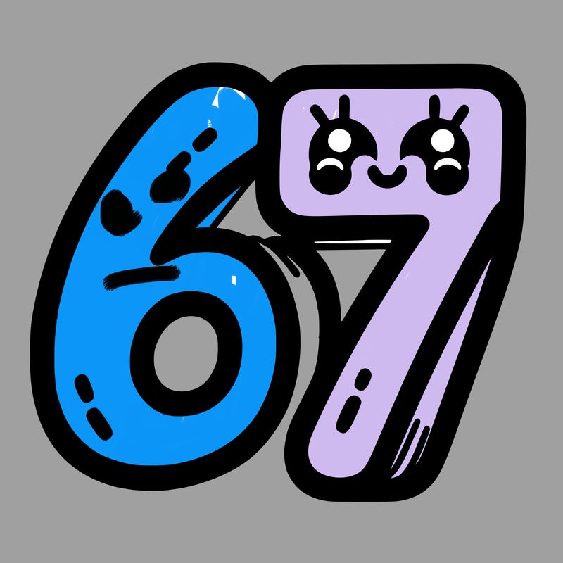 the numbers 67