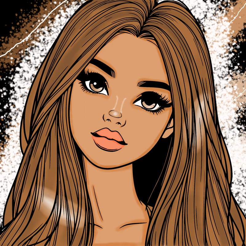 realistic teen girl with long hair and lips