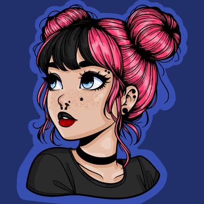 realistic girl with spacebuns