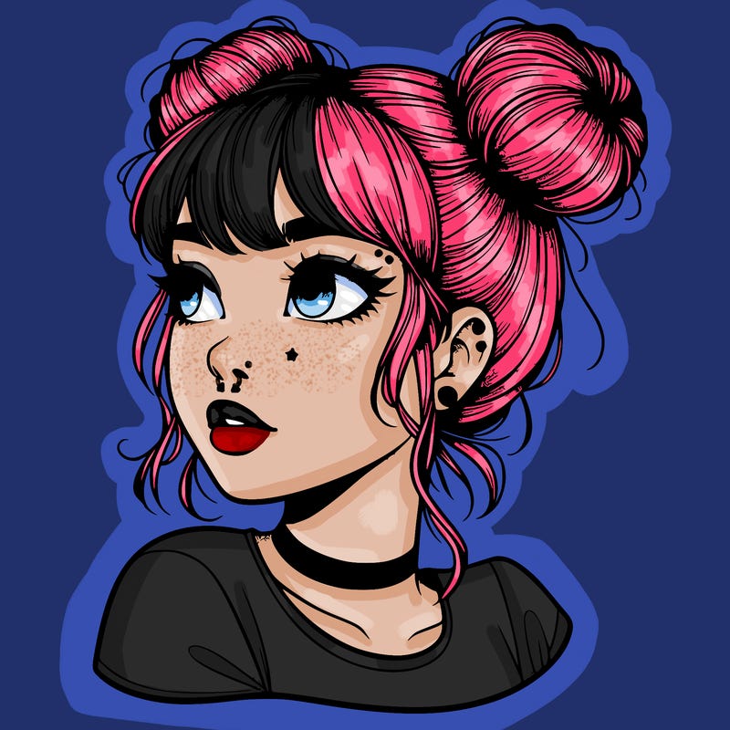 realistic girl with spacebuns