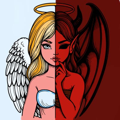 realistic angel half demon